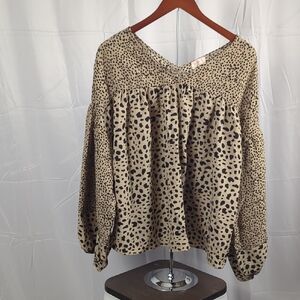 Elegant Animal Print V-Neck Blouse